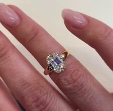 1CT Old Mine Cushion Cut Vintage Style Ring Natural Diamond Ring 14k Yellow Gold picture