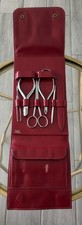 HERMES VINTAGE MANICURE TRAVEL SET-RED LEATHER CASE-USED picture