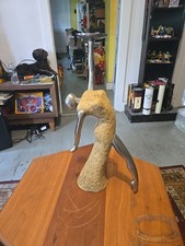 Vtg Modernist Brutalist Concrete Plaster / Stainless Ballerina Statue 16” Beige picture