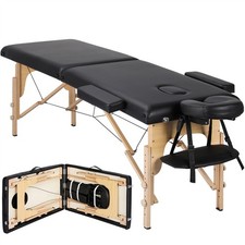 New Massage Table Massage Bed Spa Bed Portable 2 folding W/ Carry Case Black picture