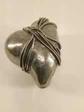 Pewter Silver Tone Metal Heart Shape Lidded Trinket Jewelry Box Patrick Meyer picture