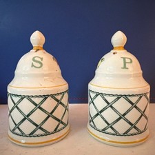 Villeroy & Boch Basket Salt & Pepper Shakers Set Germany Porcelain w/Stoppers picture