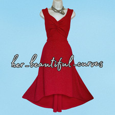 STUNNING QUIZ RED & Silver Glitter HI - LOW OCCASION MIDI DRESS SIZE 16 picture