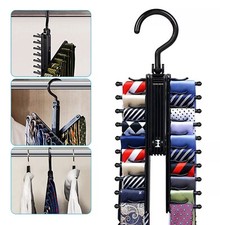 2Pack 360° Adjustable Tie Rack Hanger Organizer Twirling Scarf Belt Hook Holder picture