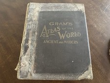 Antique Cram’s Atlas of the World Ancient and Modern Full Leather 1901  Book picture