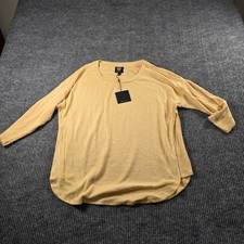 Bobeau Womens Mustard Yellow Ribbed Contrast Long Sleeve Top Large NEW picture