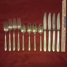 Vintage Reed & Barton Sterling Silver Flatware 12 Pcs in Autumn Leaves Pattern picture