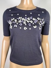 Talbots Women’s NWT Petite Size P Cotton Rayon Blend Embellished Floral Sweater picture
