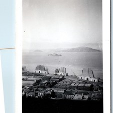 c1940s San Francisco CA Snapshot Photo Alcatraz Island Embarcadero Piers Bay Vtg picture