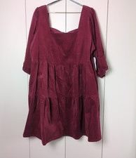 NWT Arula Altar'd State Burgundy Dress Babydoll Mini 1X, A Short Sleeve picture