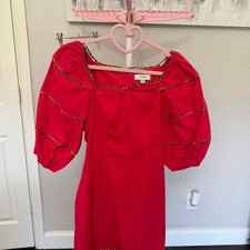 Avara Red Puff Sleeve Mini Dress XS picture