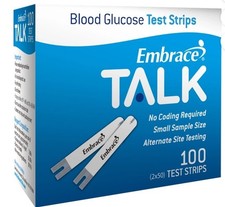 Embrace Talk Blood Glucose Test Strips 100 Count (100 Total) New Omnis 11/27 picture