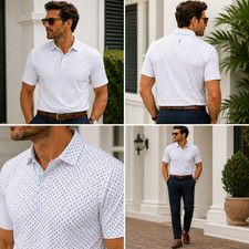 JOHNNIE-O Mens XL Keaton Caicos White Surf Golf Polo Performance Shirt NEW picture