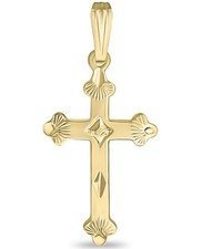 Solid 1/20 14K Yellow Gold Real Gothic Cross Catholic Religious Pendant Crucifix picture