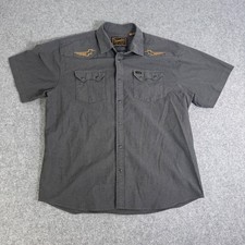Howler Brothers Gaucho Snapshirt Mens Large Gray Western Short Sleeve Pearl Snap picture