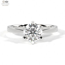 IGI 1.45Ct Round Cut F VS1 Lab Grown Diamond Engagement Ring In 14K White Gold picture