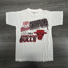 Vintage Chicago Bulls Shirt Mens Medium NBA Basketball 1991 Champions Logo 7 90s picture