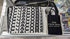 Marc Jacobs Mini Tote Black/Beige Zip Logo w/ Detachable Adjustable Strap picture