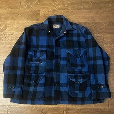 Vtg 50s Black Bear Outdoor Clothing Seattle Blue Buffalo Wool Cruiser Jacket picture