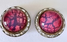 Vintage Dragon's Breath Cabochon Clip-On Earrings picture