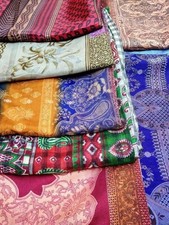 Lot Of 25 Pcs Of Vintage Indian Saree Mix Fabric Craft Used Art Multi color Sari picture