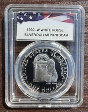 1992-W White House Silver Dollar PR70 DCAM Proof 90% Silver Premium Holder RARE picture