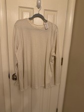 Lane Bryant Women's Plus 22/24 White Gold Metallic Stripe Crew Neck Tee picture