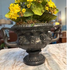 Spectacular Vintage Neoclassical Warwick Bronze Footed Urn Planter Centerpiece picture