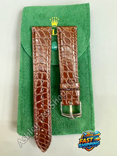 ROLEX Coffee Brown Crocodile Leather Strap 20-16mm Silver Buckle picture