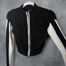 H&M Divided Black & White Moto Zip-Up Sweater picture