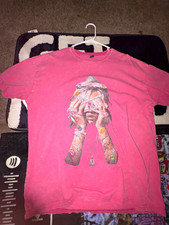Men's Pink Jesus Christianity Religious Graphic Print Cotton Knit T-Shirt Size L picture