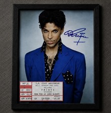 Prince Framed 8.5x11 Signed Photo Reprint w/ 1982 Concert Ticket Stub picture