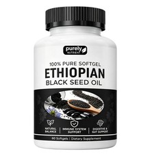 Purely Nutrient Ethiopian Black Seed Oil Capsules 4.64% Thymoquinone 60 Count picture