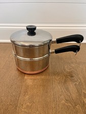 VTG Revere Ware 2 Qt Stainless Steel Copper Clad Double Boiler / Steamer W/ Lid picture