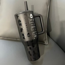 Hydrojug Black Leopard Print Traveler 40 oz Stainless Steel Flip Straw picture