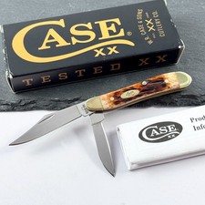 Case XX 00045 Peanut Jigged Amber Bone Stainless Steel Pocket Knife picture