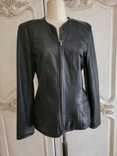 Vericci Black Buttery Soft Leather Zip Front Vintage Jacket Size S picture