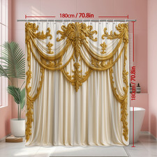 Elegant Gold and White Shower Curtain for Luxurious Décor picture