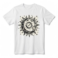 Vintage Sun and Moon T-Shirt Celestial Clock Graphic Tee Boho Aesthetic Shirt picture