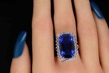 5.37 Ct Cushion Cut Natural Blue Sapphire Diamond Ring 14K Solid White Gold picture