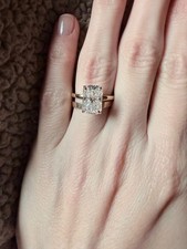 4 CT Emerald Cut Moissanite Ring with 10K Yellow Gold Setting Size 6.5 picture