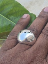 925 Sterling Silver Dome Ring Handmade Smooth Wide Band Statement Ring. picture