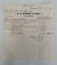 RARE Antique Undertaker Coffin Casket Grave Receipt 1906  Philadelphia picture