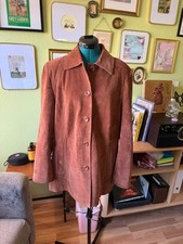Vintage Bernardo Nordstrom Womens Large Rust Suede Leather Car Coat Jacket Brown picture
