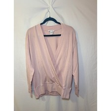 Athleta Purana Wrap Sweatshirt Womens M Rose Pink V Neck Athleisure NWT picture