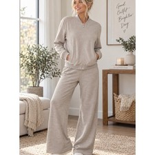 TRUTH by Republic 2 Piece Zip Jacket Wide Leg Pants Lounge Small Petite picture