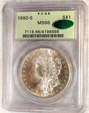 1880 S Morgan Dollar PCGS MS66 CAC GREEN HOLDER BETTER DATE $1 Coin BUY IT NOW picture