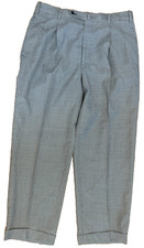 INCOTEX 36x28 Gray Lana Wool Dress Slacks Pleated & Cuffed Italian Made Pants picture