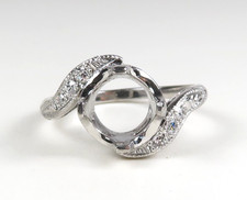 Antique 1920s Art Deco Platinum Diamond Semi-Mount Ring Setting Size 6 Hold 7MM picture