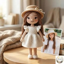 Custom Look Alike Crochet Doll From Photo, Handmade Personalized Keepsake 10in picture